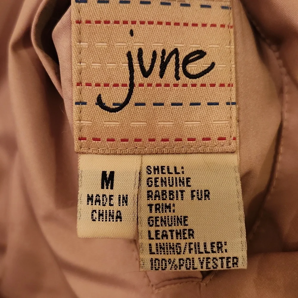 Vintage June  genuine natural rabbit fur and leather details  jacket  size M - Picture 17 of 17